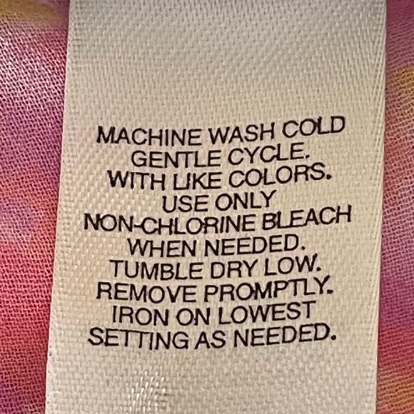 Delicates Pink Yellow Watercolor Floral Short Satin Robe Lace Trim Belted SMALL - Picture 9 of 9